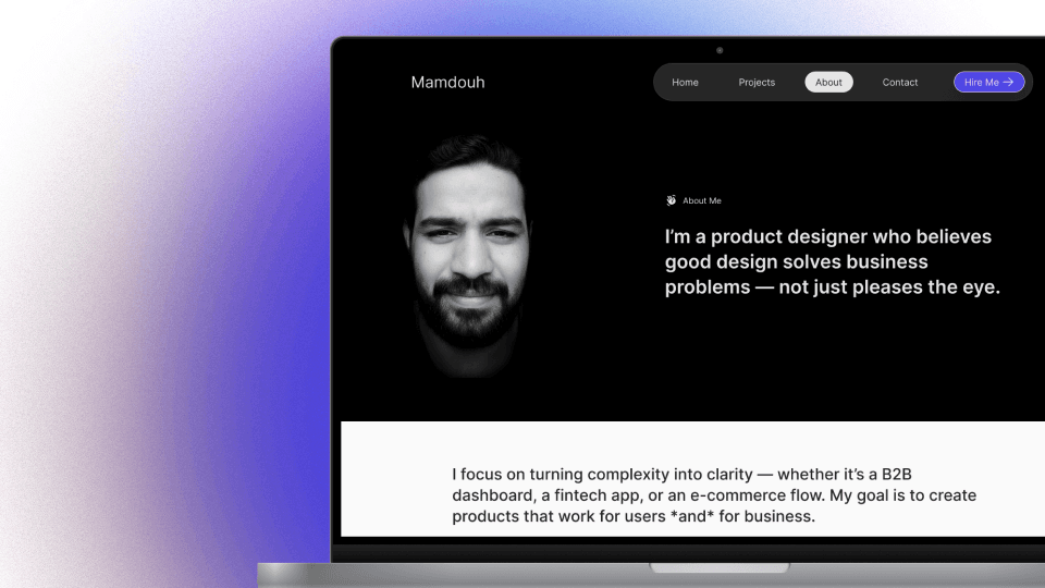 Visual concept of a portfolio as a strategic hiring tool for product designers