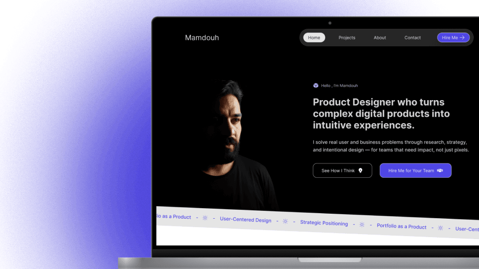 Visual concept of a portfolio as a strategic hiring tool for product designers